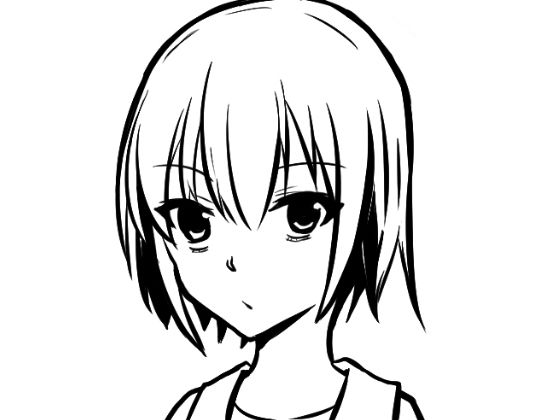 顔の線画8(日本刀流星群) [d_140119]