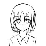 顔の線画9(日本刀流星群) [d_148425]