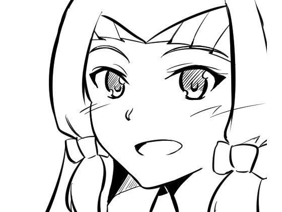 顔の線画11(日本刀流星群) [d_148427]