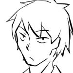 顔の線画13(日本刀流星群) [d_148429]