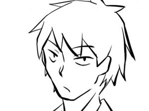 顔の線画13(日本刀流星群) [d_148429]