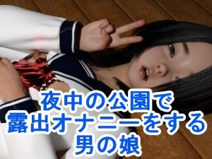 夜中の公園で露出オナニーをする男の娘(ハードコア001) [d_224439]