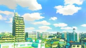 都会の展望とマンション【背景素材（夕方差分＋空くり抜きセット）】(Re；creating_world) [d_234256]