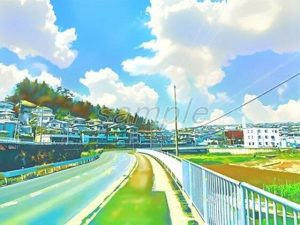 郊外の宅地【背景素材（夕方差分＋空くり抜きセット）】(Re；creating_world) [d_234295]