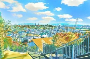 ニュータウンの景観【背景素材_夕方差分＋空くり抜きセット】(Re；creating_world) [d_234582]