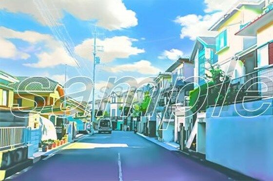 閑静な住宅街1【背景素材_夕方差分＋空くり抜きセット】(Re；creating_world) [d_234601]