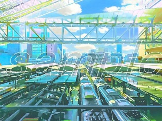 駅のターミナル【背景素材_夕方差分＋空くり抜きセット】(Re；creating_world) [d_234613]