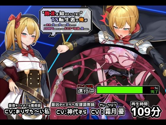 【TS/無様堕ち特価の音声作品】ドスケベイベント満載のエロRPGの世界にそうとしらず転生してしまった貴方が興味本位から自身をドスケベ調教させてみようと思い立ったことから性奴●としても最底辺のおま○こペットに堕ちていく様を描いた音声作品になります。さまざまなエロ調教にあなたの体は蝕まれていくことになります。(黒月商会) [d_257657]