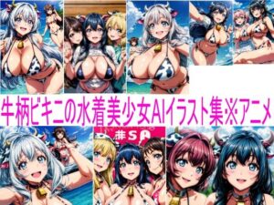 牛柄ビキニの水着美少女AIイラスト集※アニメ(AIイラスト冒険者) [d_277972]