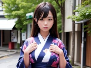 彩り着物の街角美人 111枚 ［AI美人写真集］(AI世界出版社) [d_272106]