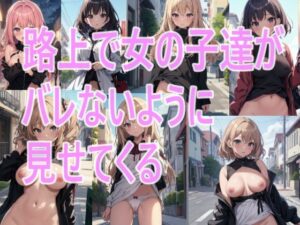 路上で女の子達がバレないように見せてくる(みせつけ工房) [d_290668]