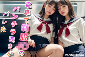 電車で制服J〇のパンチラ覗きがバレた(PacificOcean) [d_292359]