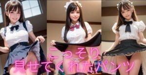 こっそり見せてくれたパンツ(のへじGPT) [d_292435]