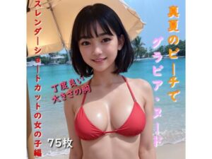 真夏のビーチでグラビア・ヌード スレンダーショートカットの女の子編(君たちはどうシコるか) [d_296104]