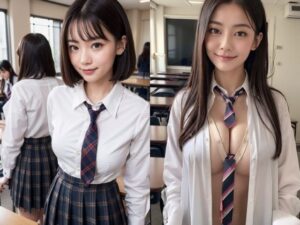 学校で撮影した低身長で華奢なJK制服フォト(AI Laboサークル) [d_299156]
