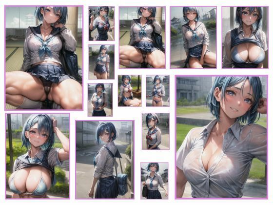 バイオレンス青髪 女学生(AIイラストラボ) [d_308413]