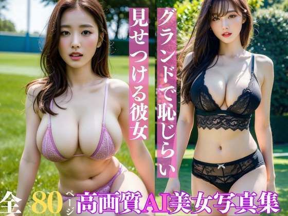 グランドで恥じらい見せつける彼女 AI美女写真集(200円特価セール) [d_308545]