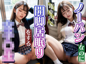 ノーパンなのに電車内で大胆に開脚をして眠るJK(あんぷりふぁー) [d_309875]