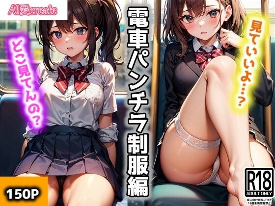 電車パンチラ制服女子(AI愛create) [d_311202]