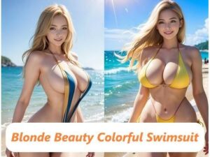 Blonde Beauty Colorful Swimsuit【ブロンド美女カラフル水着】(AICOS9150AIART) [d_315989]