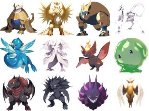 【アニメ調のモンスター立ち絵3】著作権フリーの高解像度画像（100枚）(Game Material Store) [d_265702]