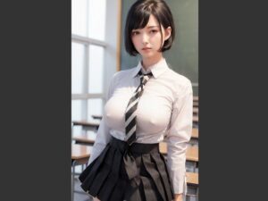 教室で脱いじゃうショートカットな巨乳学生の写真集【AI妄想写真集】(やなせ) [d_285003]
