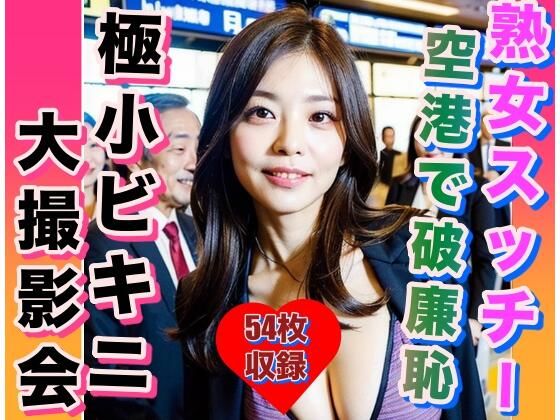 熟女CA まさかの空港で極小ビキニ撮影会(変態仮面) [d_312329]