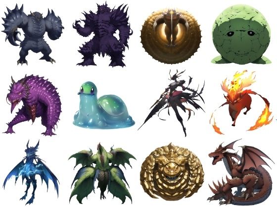 【属性別クリーチャー立ち絵1】著作権フリーの高解像度画像（100枚）(Game Material Store) [d_265703]