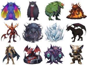 【属性別クリーチャー立ち絵2】著作権フリーの高解像度画像（100枚）(Game Material Store) [d_265819]