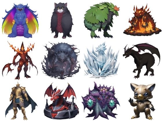 【属性別クリーチャー立ち絵2】著作権フリーの高解像度画像（100枚）(Game Material Store) [d_265819]