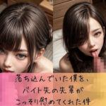 落ち込んでいた僕を、 バイト先の先輩が こっそり慰めてくれた件(ムネキュンAI妄想) [d_323312]