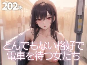 とんでもない格好で電車を待つ女たち(Q堂) [d_333930]