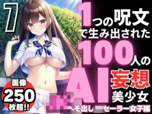 1つの呪文で生み出された100人のAI妄想美少女-7【へそ出しJKセーラー女子編】(AIヒロイン研究会) [d_341947]