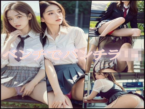 ベンチでパンチラJK(AI Library) [d_342266]