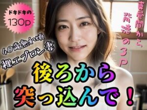 【40歳熟れ頃裸エプロン妻】後ろから突っ込んで！真昼間から背徳の3P【130P】(踊り場ピンキー) [d_344424]