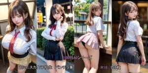 【100円AIシリーズ】超ミニスカ巨乳女子校生〜J〇パンチラ集3〜(RedMist) [d_348810]