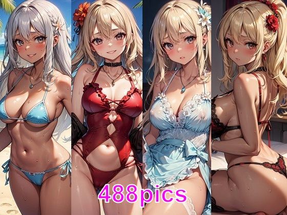 オタクに優しいギャルな彼女（実は処女）と海に来たCG集(妄想サチュレーション) [d_348995]
