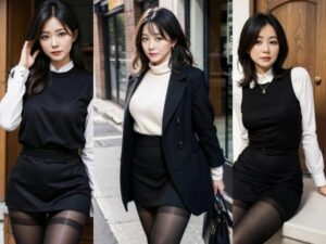 黒パンスト姿のおねえさんたち(色気の垂れ流し) [d_350205]