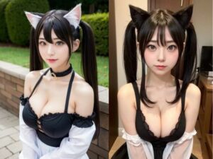 巨乳猫耳コスプレの美女(色気の垂れ流し) [d_357785]