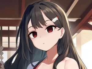 巫女の女の子が催●にかかってスカートをたくし上げている画像(催●スキ) [d_359059]