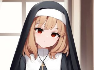 シスターの女の子が催●にかかってスカートをたくし上げている画像(催●スキ) [d_360834]