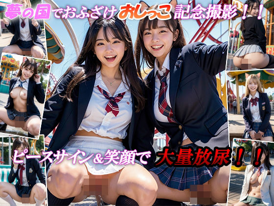 夢の国でおふざけおしっこ記念撮影！！ピースサイン＆無邪気な笑顔で大量放尿！！(sawamurajapan) [d_361138]