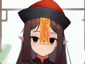 キョンシーの女の子が催●にかかってスカートをたくし上げている画像(催●スキ) [d_362310]