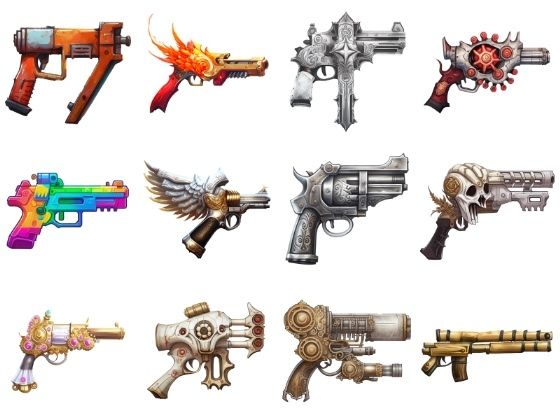 【銃のアイコンセット】著作権フリーの高解像度画像（100枚）(Game Material Store) [d_266012]