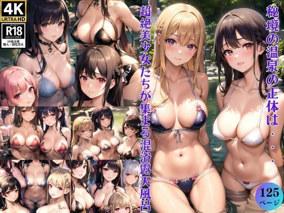 秘境の温泉の正体は・・・超絶美少女たちが集まるハーレム露天風呂(淫想AI宮殿) [d_365686]