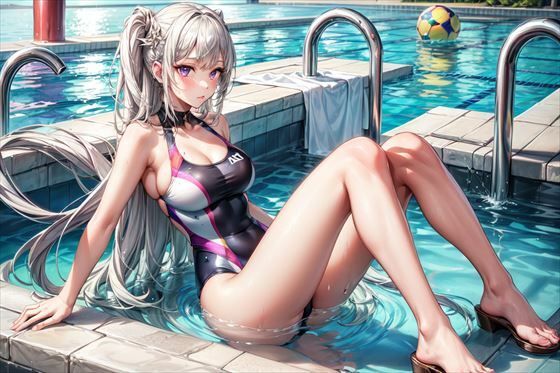 エミリアさんとレムりんの競泳水着(ラブリーパンチ（パロディ）) [d_386657]