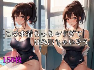 この水着ちっちゃすぎてはみ出ちゃいそう(ひと夏の恋) [d_388974]