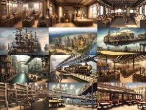 【アニメ調のスチームパンク背景】著作権フリーの高解像度画像（100枚）(Game Material Store) [d_266164]