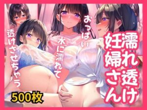 濡れ透け妊婦さん｜雨・シャワー・温泉でおっぱいとお尻が透けてる着衣エロ(AI欲イラスト屋さん：わんたんめん) [d_367590]