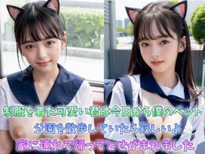 制服を着た可愛い君は今日から僕のぺット 公園を散歩していたら寂しいよ家に連れて帰ってとせがまれました 清楚系制服女子は巨乳(エメラルド猫企画) [d_410742]